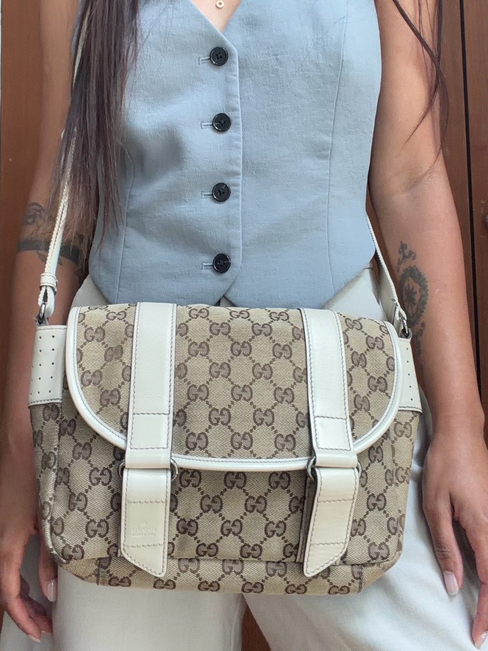 Authentic Vintage Gucci GG Monogram Shoulder Bag – Brown